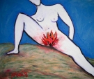 Burning woman, Pastelli a olio su carta, cm 100x70